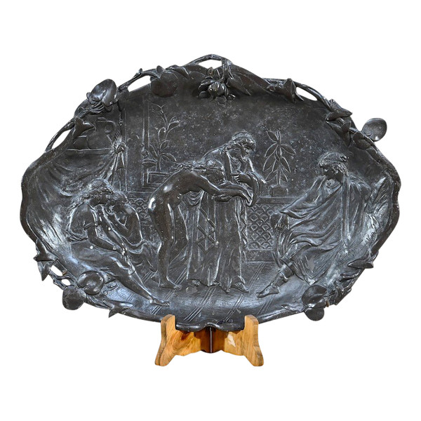 Bronze tray "A Slave Trader", signed A.Moreau after V.Giraud - Late 19th century