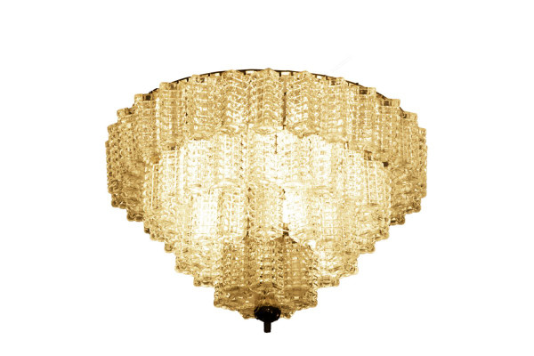 Italian Chandelier In Parallelepiped Glass, 1960s - Ls3997701
