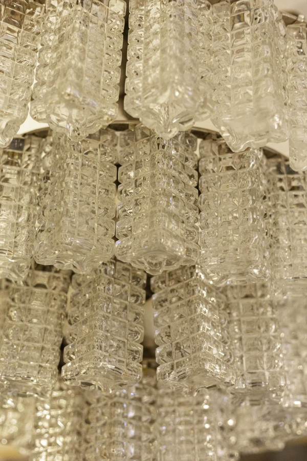 Italian Chandelier In Parallelepiped Glass, 1960s - Ls3997701