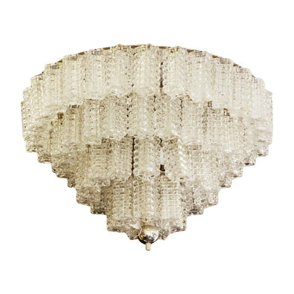 Italian Chandelier In Parallelepiped Glass, 1960s - Ls3997701