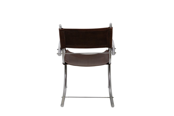Armchair In Chromed Metal And Red Leather, 1930s - Ls3932651