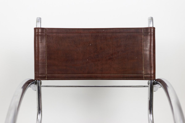 Armchair In Chromed Metal And Red Leather, 1930s - Ls3932651