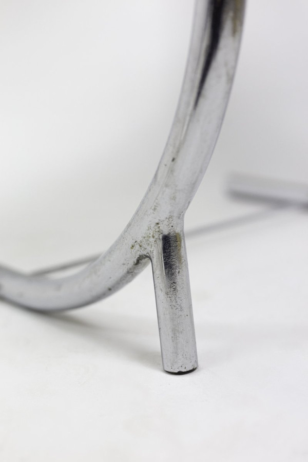 Armchair In Chromed Metal And Red Leather, 1930s - Ls3932651