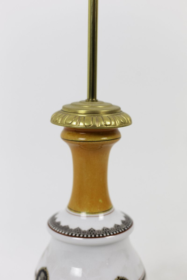 Coppia di lampade in porcellana bianca e arancione, 1880 circa - Ls3584581