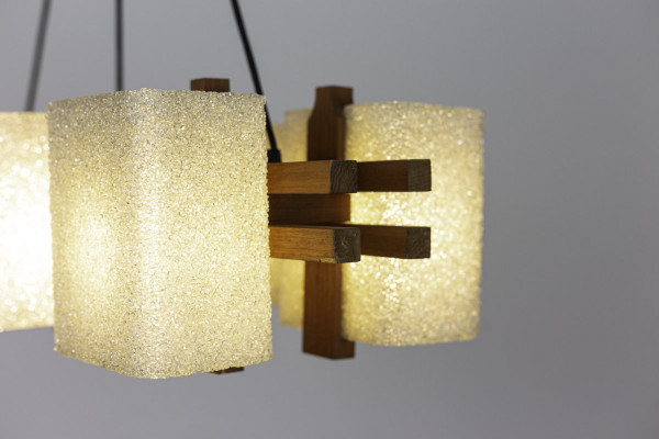 Granite Resin And Wood Pendant, 1950's - Ls4206