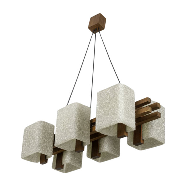Granite Resin And Wood Pendant, 1950's - Ls4206