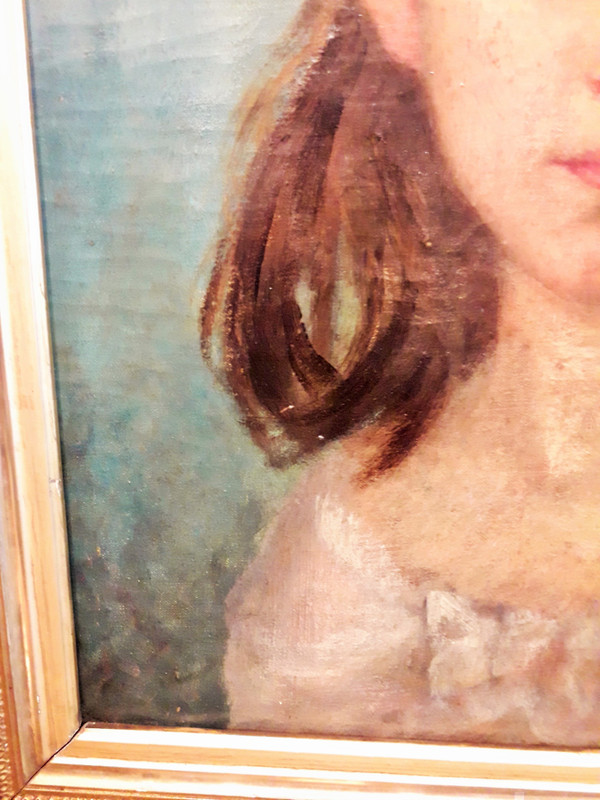 Painting oil on canvas portrait of the Viscountess of Clerval height 56.5 width 48.5 depth 6.5 cm