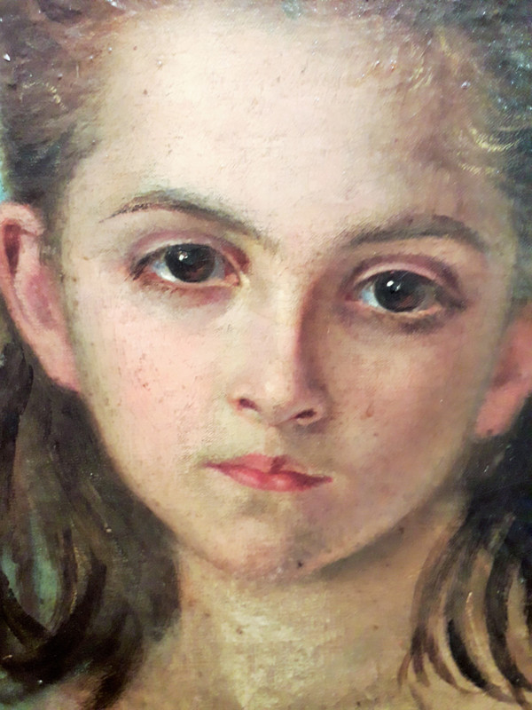 Painting oil on canvas portrait of the Viscountess of Clerval height 56.5 width 48.5 depth 6.5 cm