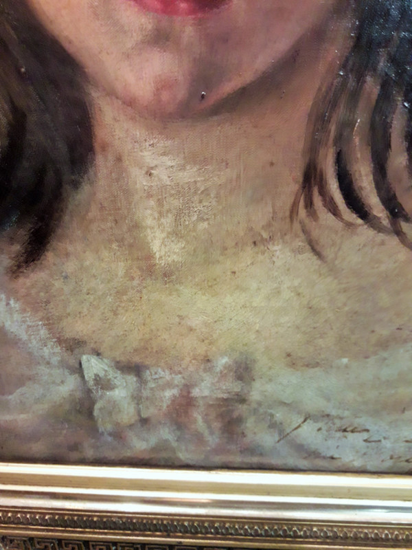Painting oil on canvas portrait of the Viscountess of Clerval height 56.5 width 48.5 depth 6.5 cm