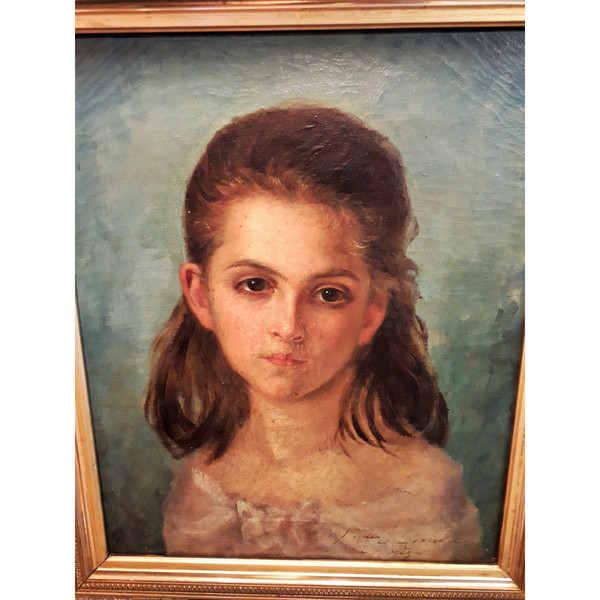 Painting oil on canvas portrait of the Viscountess of Clerval height 56.5 width 48.5 depth 6.5 cm