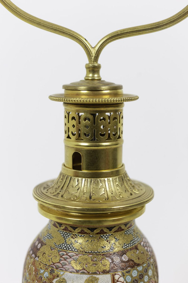 Lamp In Satsuma Earthenware And Gilded Bronze, Circa 1880 - Ls3233361