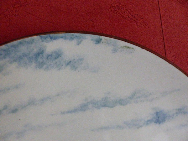Raro piatto Gien con decoro forte e paesaggio diam 29,8 cm