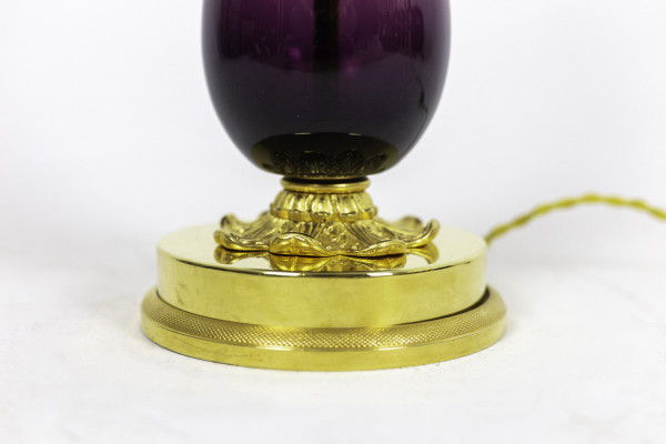 Lamp En Verre Aubergine Et Laiton Doré, Années 1970 - Ls4101261