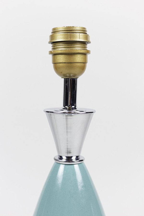 Ein Paar Lampen aus blauem Porzellan und silbernem Messing, 1970er Jahre - Ls3278571