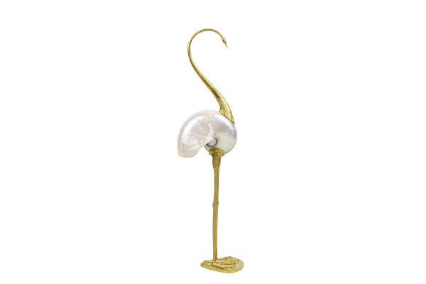 Sculpture "Oiseau", Natural Shell And Gold Brass, 1970s - Ls3108501