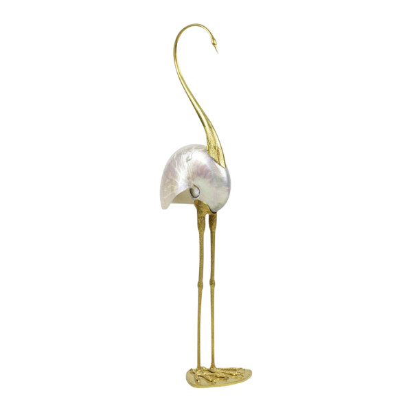 Sculpture "Oiseau", Natural Shell And Gold Brass, 1970s - Ls3108501