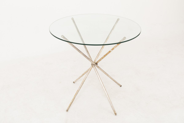 Mikado Silver Brass And Glass Pedestal Table, 1980's - Ls3714141