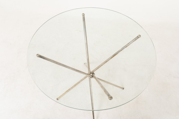 Mikado Silver Brass And Glass Pedestal Table, 1980's - Ls3714141