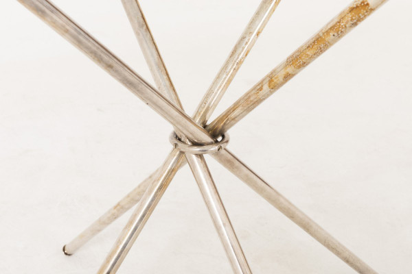 Mikado Silver Brass And Glass Pedestal Table, 1980's - Ls3714141