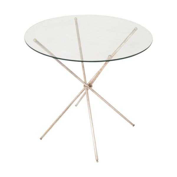 Mikado Silver Brass And Glass Pedestal Table, 1980's - Ls3714141