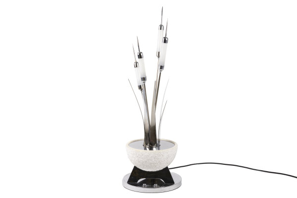 Reed Lamp In Chromed Metal And Alabaster, 1980s - Ls4080281