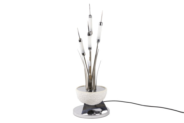 Reed Lamp In Chromed Metal And Alabaster, 1980s - Ls4080281