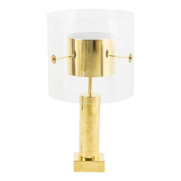 Lampe En Laiton Doré Et Lucite, Années 1960 - Ls3983951