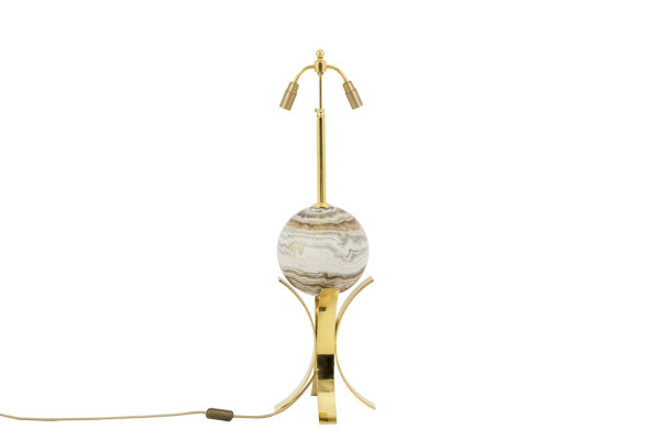 Lampe Sphère En Marbre Et Laiton Doré, Années 1970 - Ls4071681