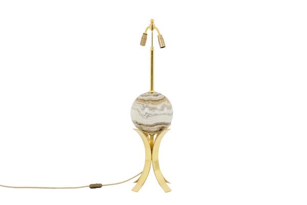 Lampe Sphère En Marbre Et Laiton Doré, Années 1970 - Ls4071681