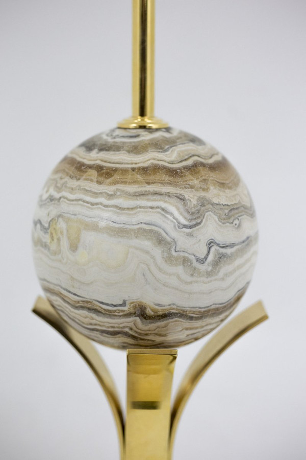 Lampe Sphère En Marbre Et Laiton Doré, Années 1970 - Ls4071681