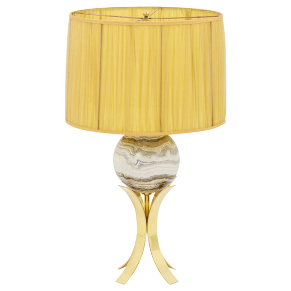 Lampe Sphère En Marbre Et Laiton Doré, Années 1970 - Ls4071681