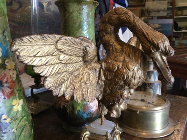 Cigno in legno dorato del XVIII secolo