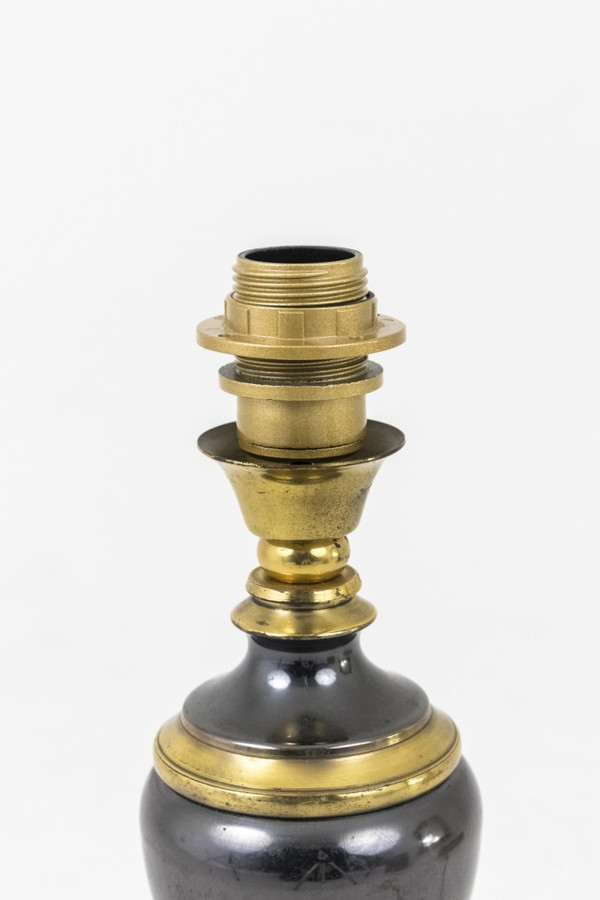 Paar vergoldete Bronze- und Metallic-Graulampen, 1970er Jahre – Ls2779351
