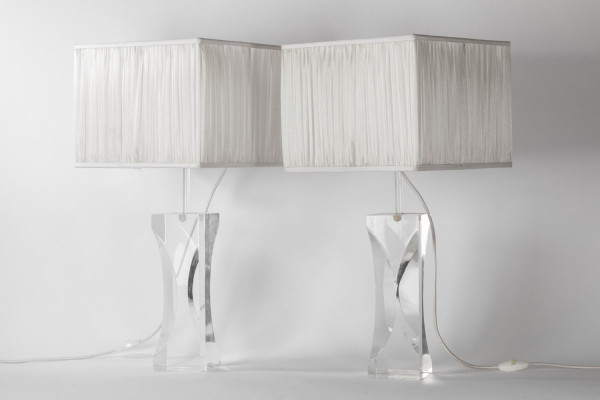 Pair Of Rectangular Lucite Lamps, 1970s - Ls2750831