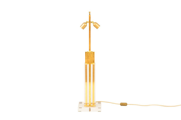 Romeo Rega, Lampe aus Lucite und goldenem Messing, 1970er Jahre - Ls4129721