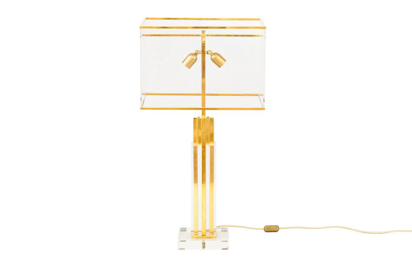 Romeo Rega, Lampe aus Lucite und goldenem Messing, 1970er Jahre - Ls4129721