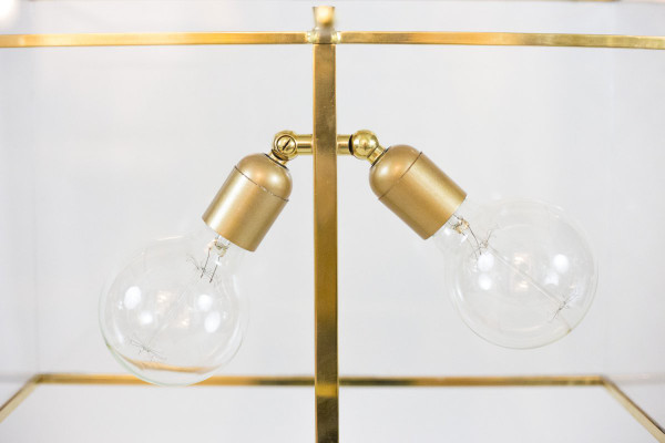 Romeo Rega, Lampe aus Lucite und goldenem Messing, 1970er Jahre - Ls4129721