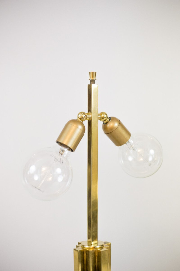 Romeo Rega, Lampe aus Lucite und goldenem Messing, 1970er Jahre - Ls4129721