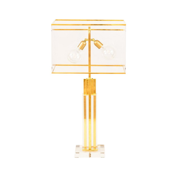 Romeo Rega, Lampe aus Lucite und goldenem Messing, 1970er Jahre - Ls4129721