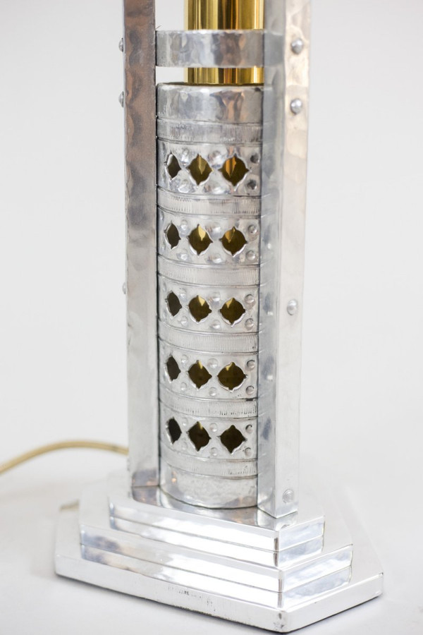 Paire De Grandes Lampes, Fonte D’aluminium Et Bronze Doré, Années 1970 - LS3707711