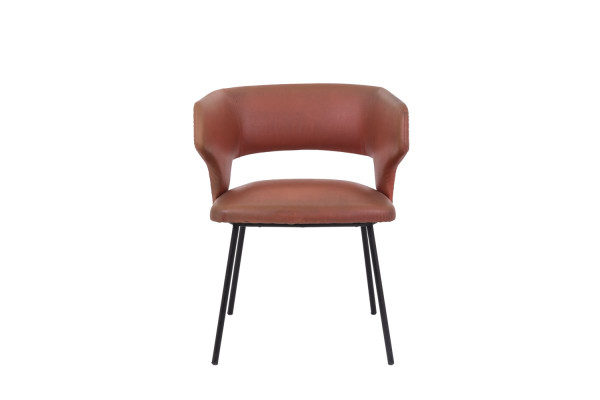Poltrona in metallo laccato nero e Skaï arancione, anni '50 - LS4074251