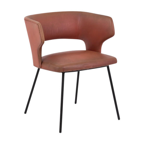 Poltrona in metallo laccato nero e Skaï arancione, anni '50 - LS4074251