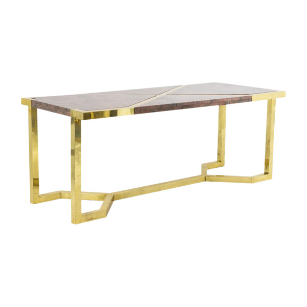 Table En Laiton Doré Et Granit Rose, Italie, Vers 1970 - LS41242351