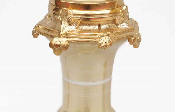 Coppia di lampade in porcellana crema e oro iridescente, XIX secolo - LS3351771