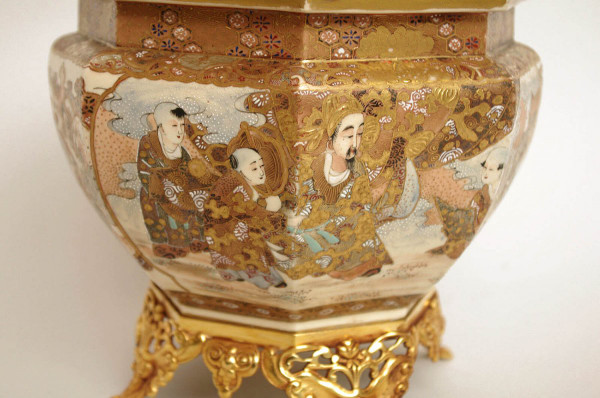 Fioriera in terracotta Satsuma e bronzo dorato, 1880 circa - LS3003291