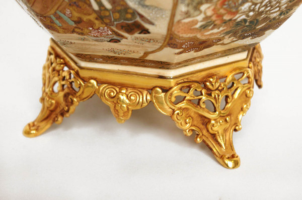 Fioriera in terracotta Satsuma e bronzo dorato, 1880 circa - LS3003291