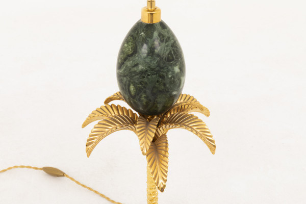Maison Charles, Palm Tree Lamp With Marble Egg, 1970s - LS3077501