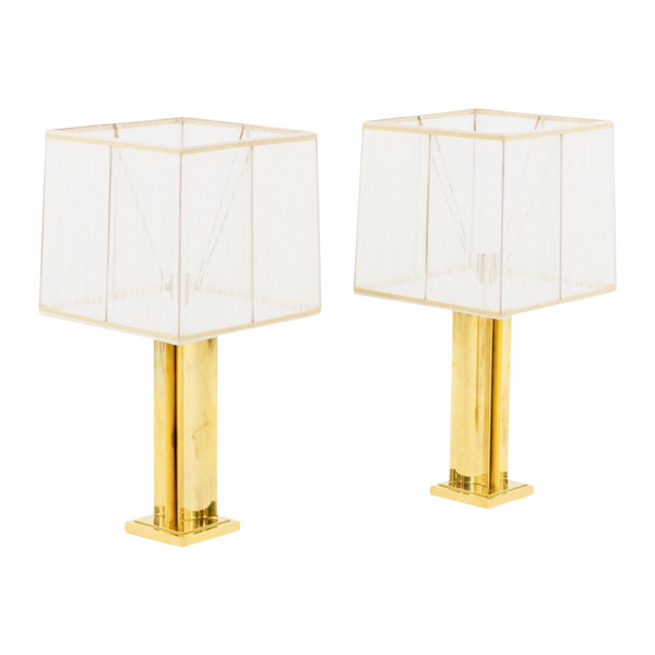 Coppia di lampade geometriche in ottone dorato, anni '70 - LS4058/4059/1151