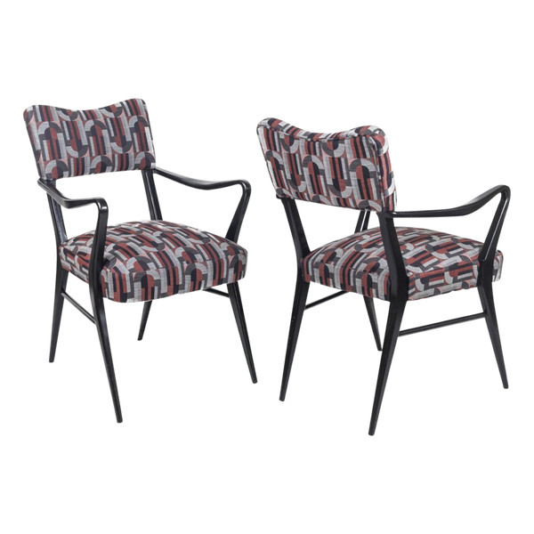 Coppia di poltrone in legno laccato nero, anni '70 - LS38871101