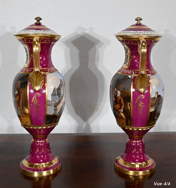 Pair of Paris Porcelain Vases - Early 20th Century